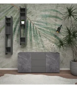 Fashion SANTA LUCIA Composizione Madia effetto Marmo 3, con librerie |