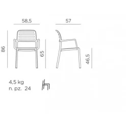 New NARDI Costa sedia con braccioli|