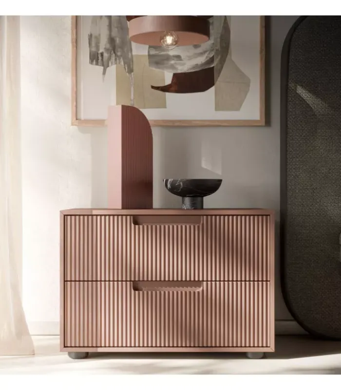 Fashion SANTA LUCIA Mesilla de noche Quadro Grecato con 2 cajones