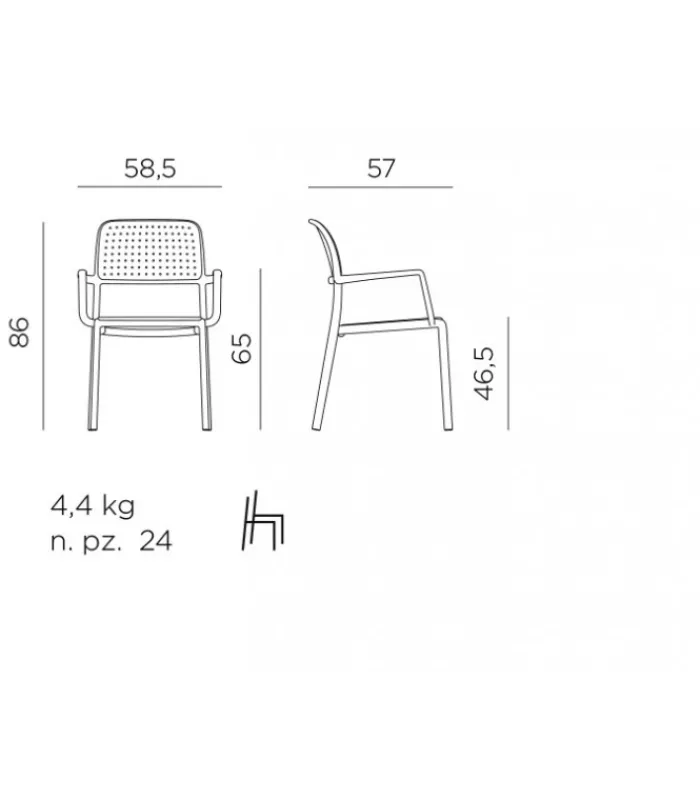 New NARDI Sedia Bora con braccioli|