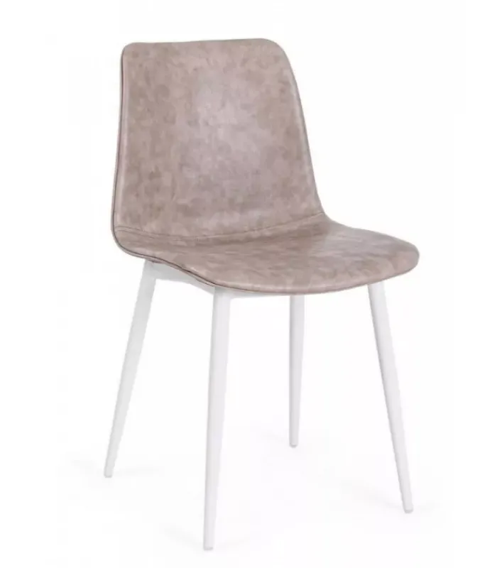 Online CONTEMPORARY STYLE SET 2 SEDIA KYRA BIANCO PU BEIGE VINTAGE