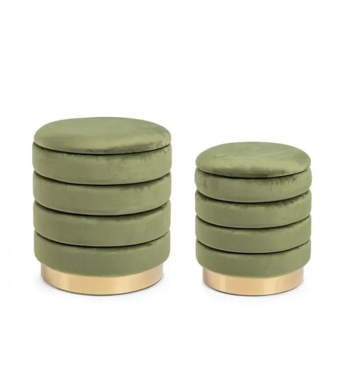 New CONTEMPORARY STYLE SET2 POUF CONTENITORE DARINA OLIVE
