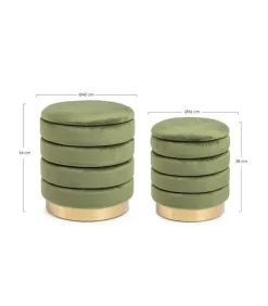 New CONTEMPORARY STYLE SET2 POUF CONTENITORE DARINA OLIVE