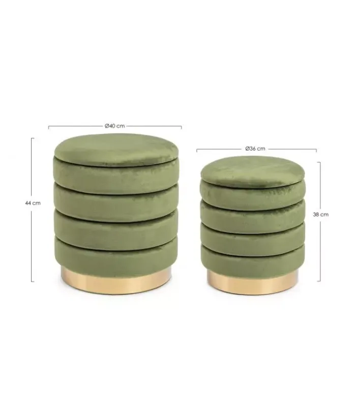 New CONTEMPORARY STYLE SET2 POUF CONTENITORE DARINA OLIVE