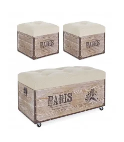 Hot CONTEMPORARY STYLE SET3 POUF TRAVEL PARIS CORDA