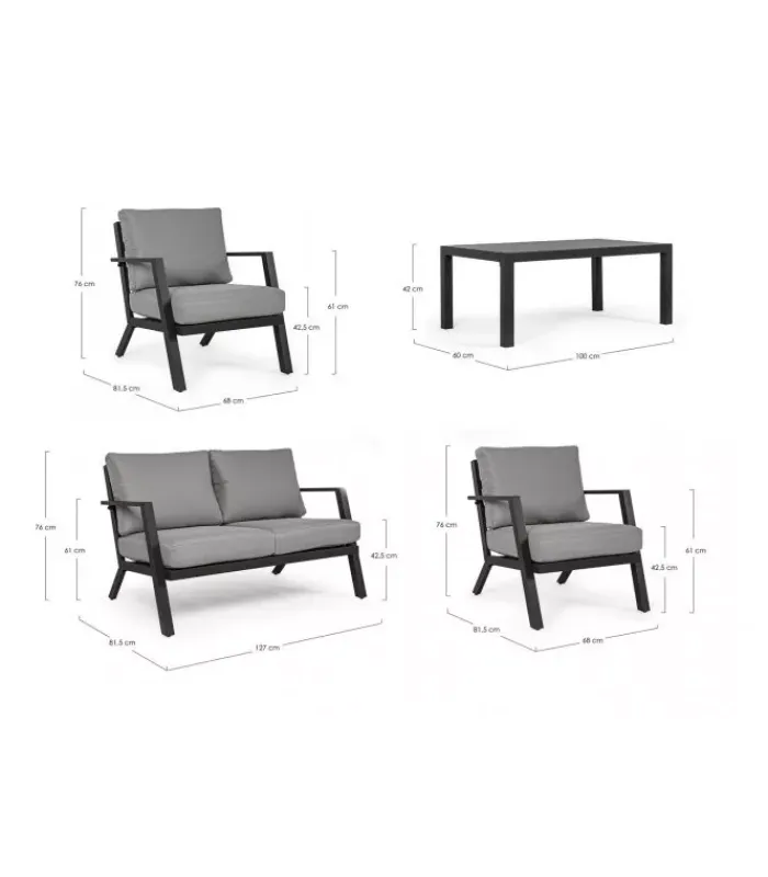 Clearance CONTEMPORARY STYLE SET4 SALOTTO C-C HARLEY ANTRACITE YK13