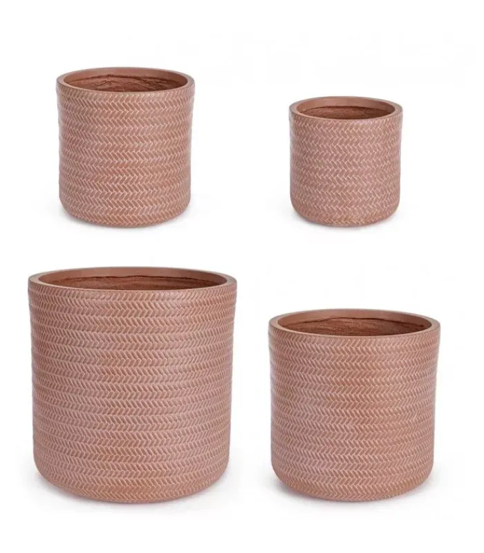 Fashion CONTEMPORARY STYLE SET4 VASO TRESSAGE CIL TERRACOTTA