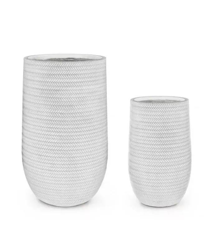 Best CONTEMPORARY STYLE SET2 VASO TRESSAGE TO ALTO BIANCO